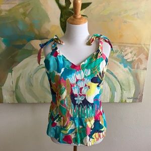 J. CREW Tie Shoulder Peplum Top Seaside Floral 4